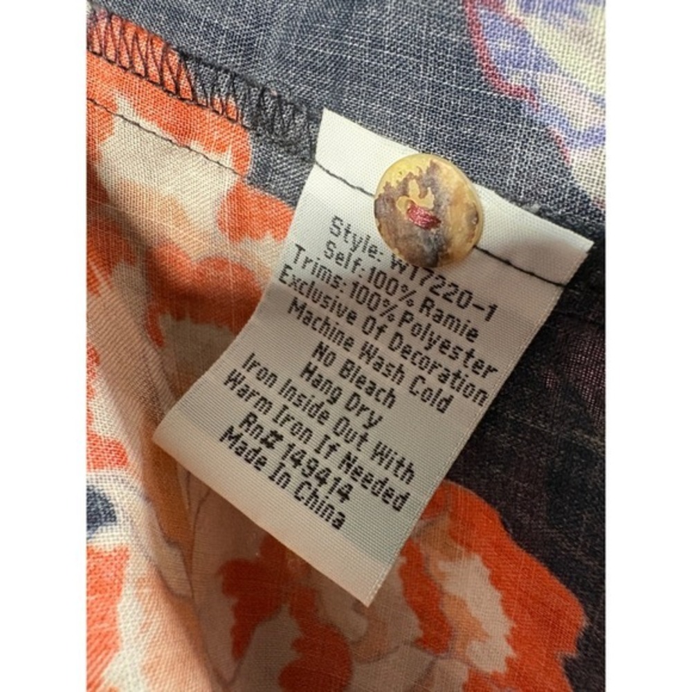 Johnny Was Workshop NWT Ramie Floral Button Up Blouse XL * - Picture 10 of 12
